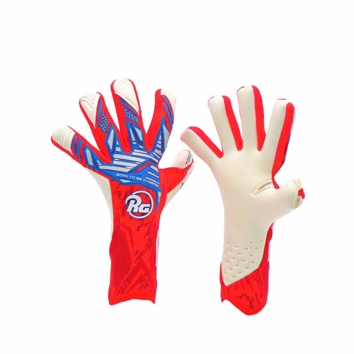 RG Goalkeeper Gloves Toride Gants de gardien de but de soccer - Rouge / Bleu