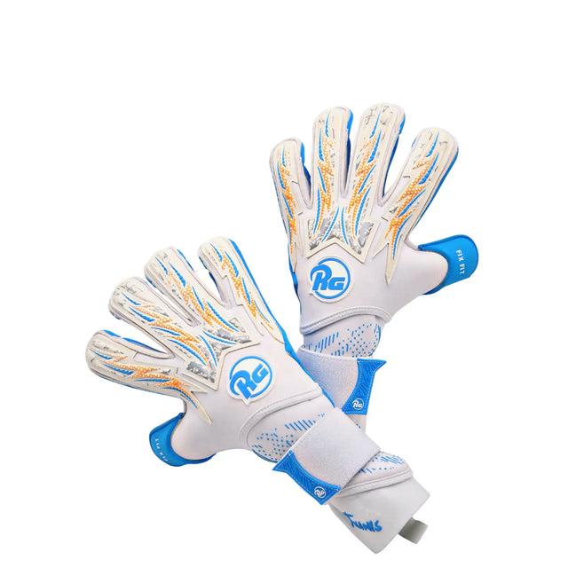 RG Goalkeeper Gloves Tuanis gants de soccer - White / Cyan Blue