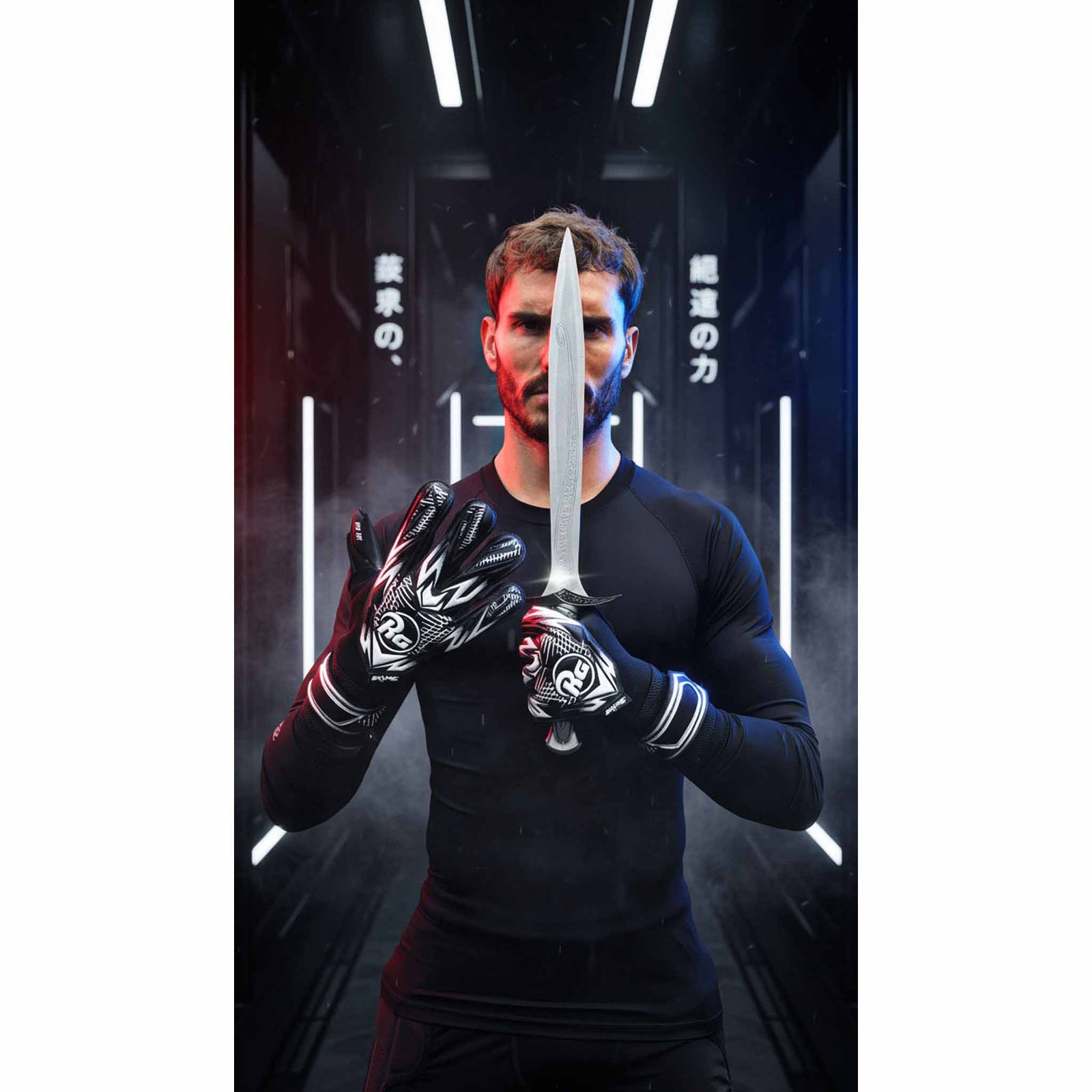 RG Goalkeeper gloves RG Goalkeeper Gloves Samurai Blackout CHR gants de gardien de but de soccer