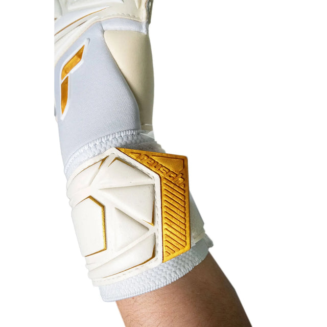 Reusch Attrakt AB1 Duo soccer goalkeeper gloves - White / Gold