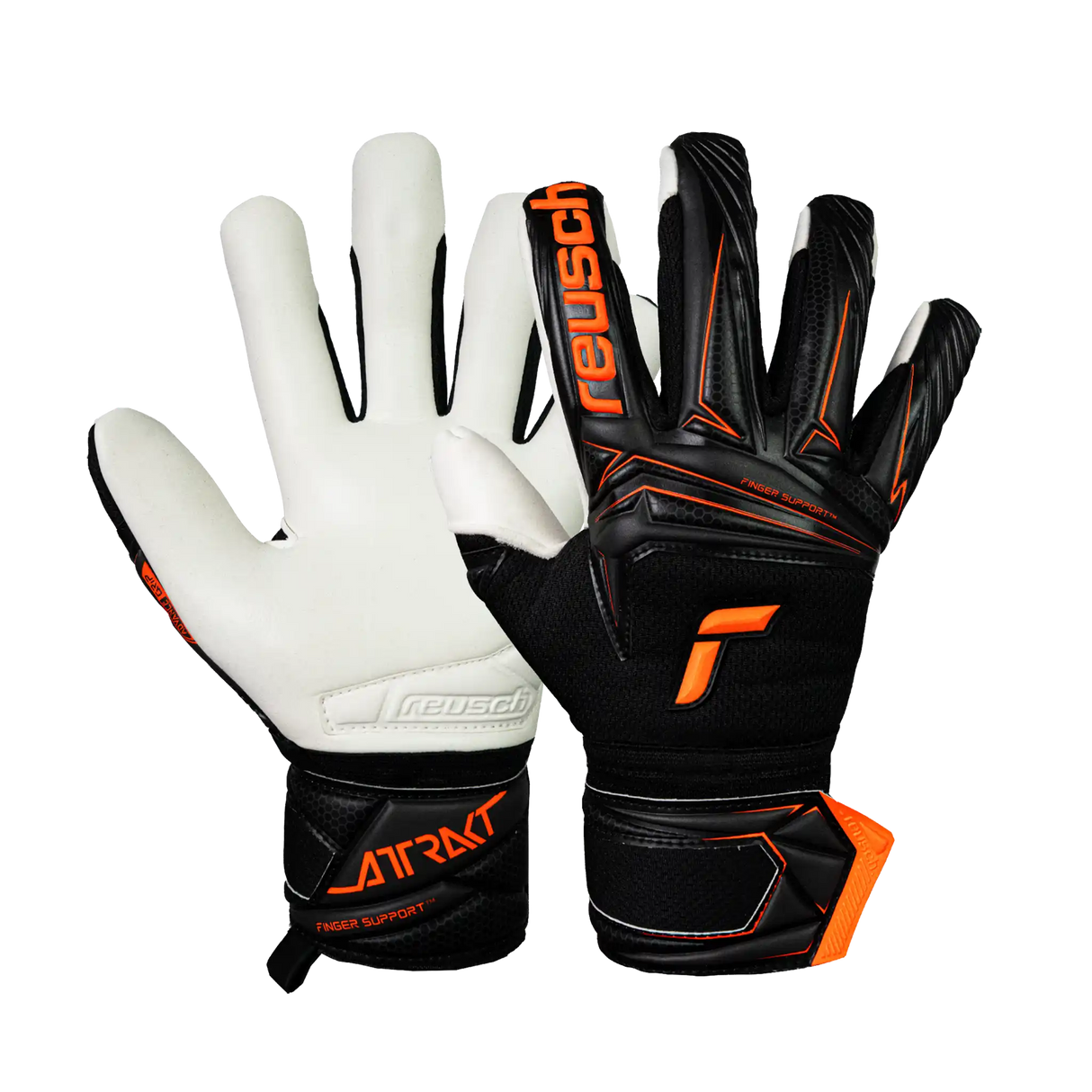 Reusch Attrakt Advance Finger Support gants de gardien de but - Black / Shocking Orange