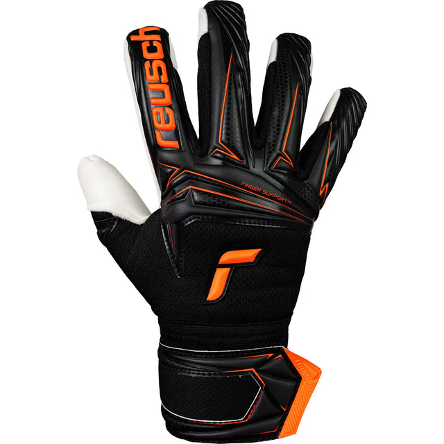 Reusch Attrakt Advance Finger Support gants de gardien de but - Black / Shocking Orange