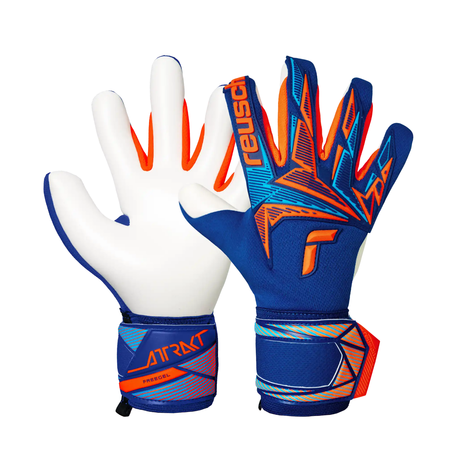 Reusch Attrakt Freegel Advance gants de gardien de soccer - Sharp Blue / Shocking Orange