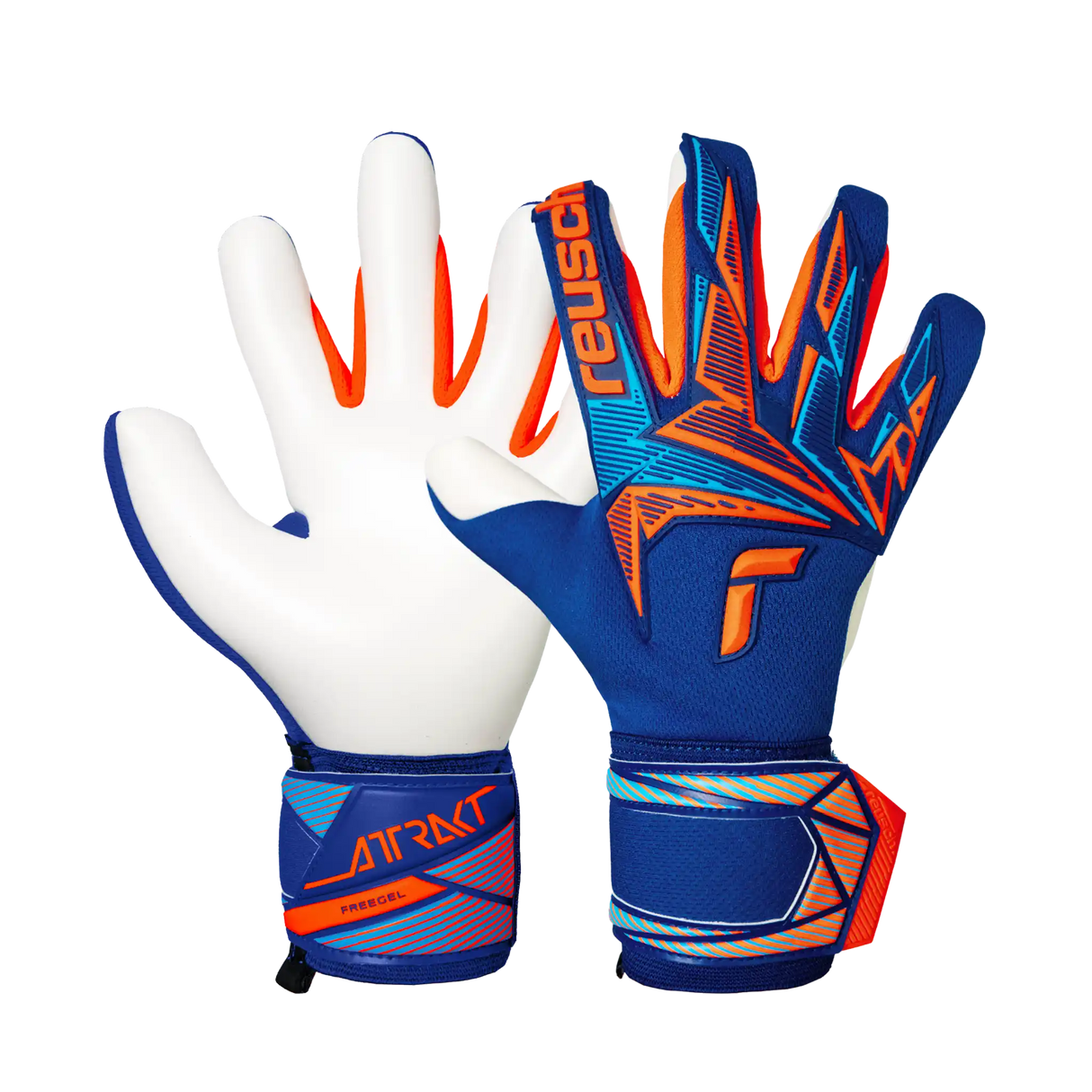 Reusch Attrakt Freegel Advance gants de gardien de soccer - Sharp Blue / Shocking Orange