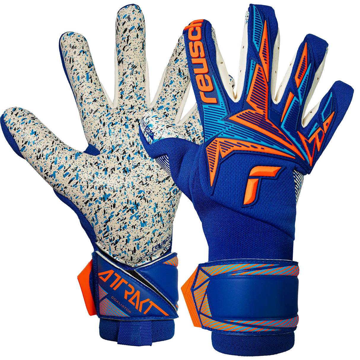 Reusch Attrakt Freegel Fusion Goaliator gants de gardien de soccer - Sharp Blue / Shocking Orange