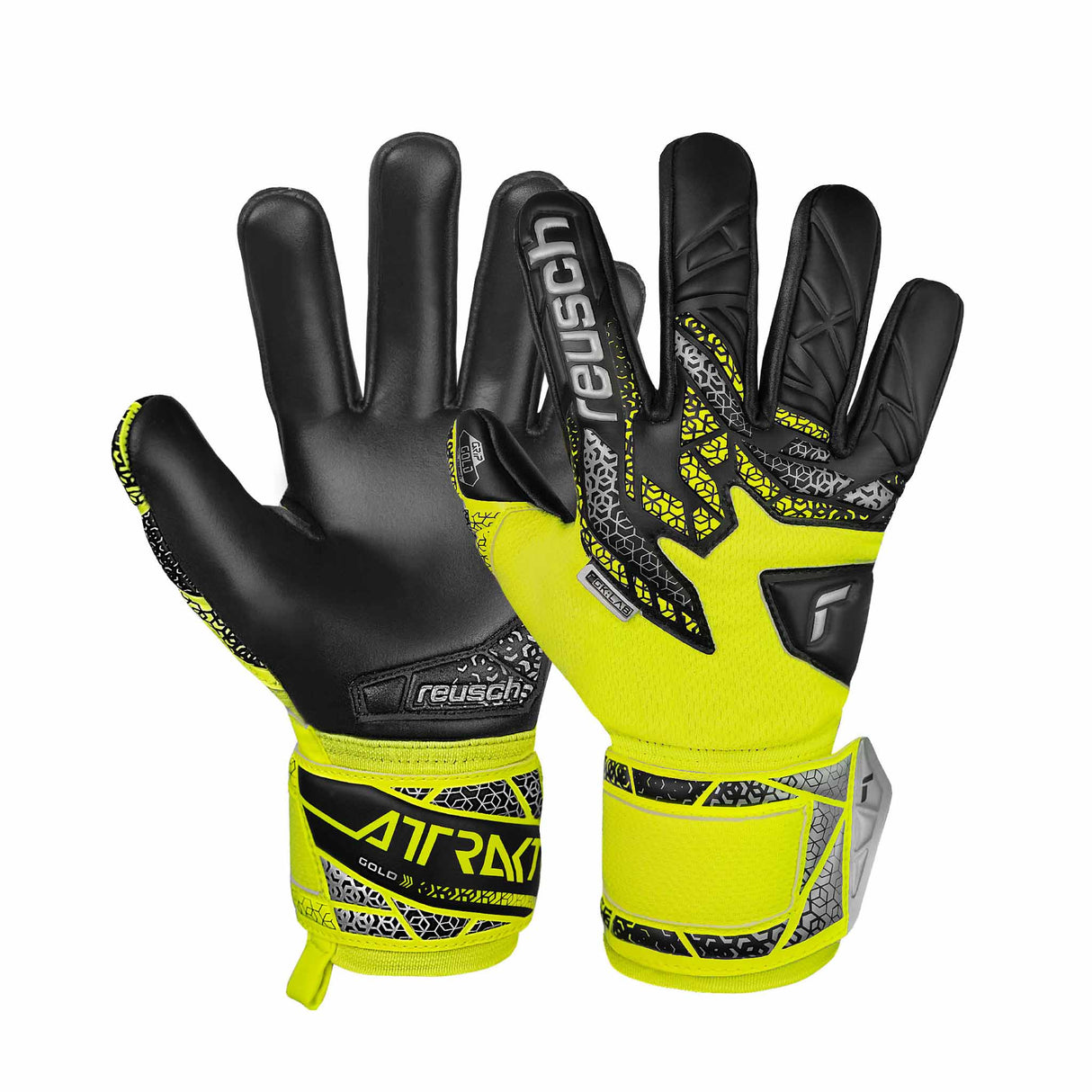 Reusch Attrakt Gold NC Finger Support Goalkeeper Gloves - Safety Yellow / Black