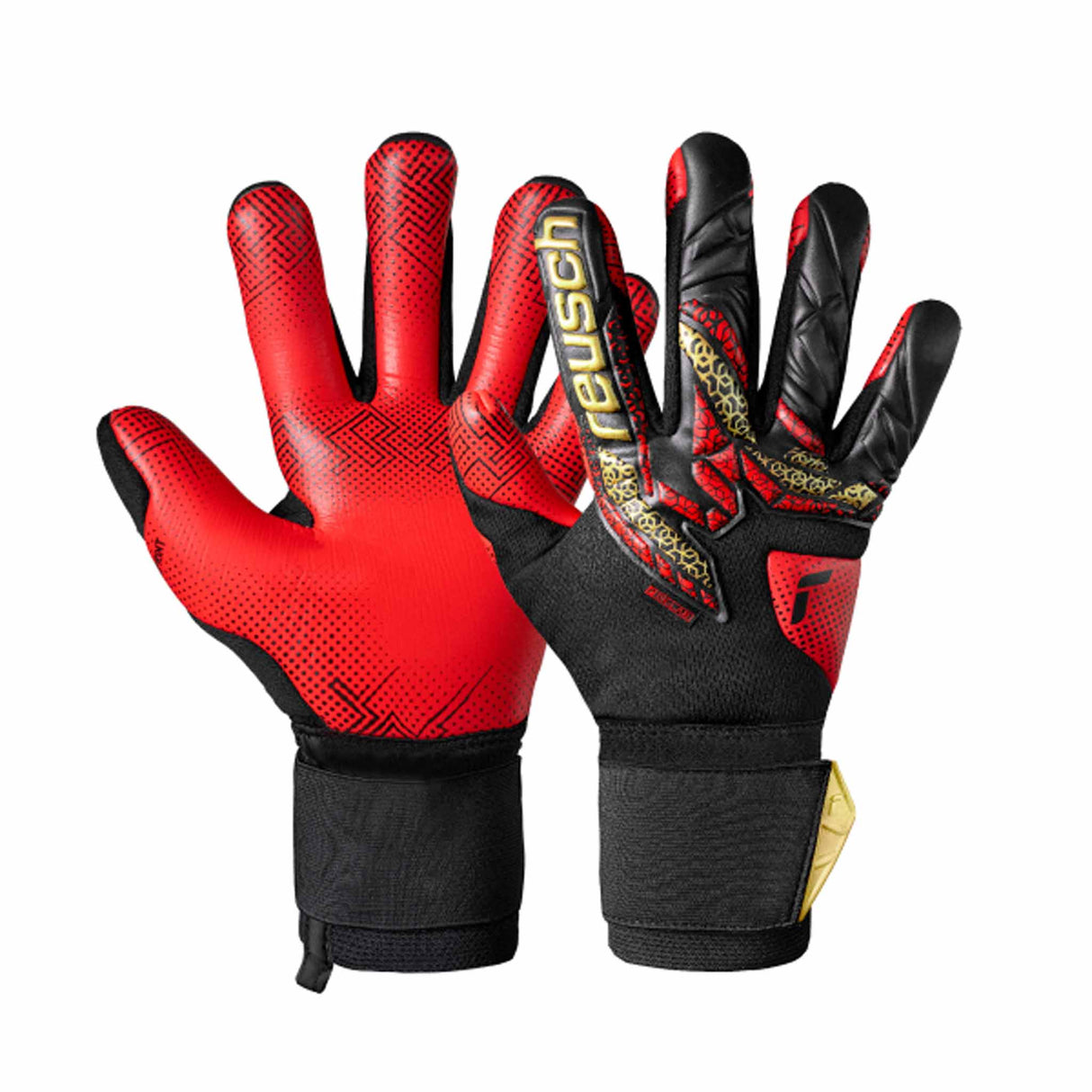 Reusch Attrakt Gold X Glueprint Goalkeeper Gloves - Black / Gold / Fiery Red
