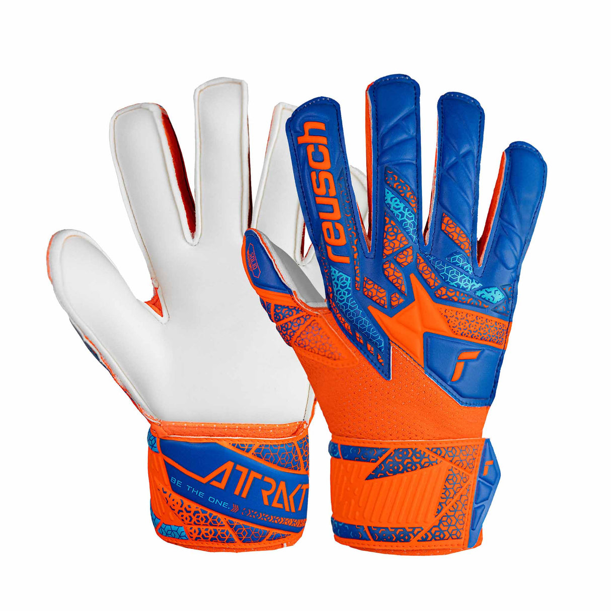 Reusch Attrakt Grip Goalkeeper Gloves - Shocking Orange / Blue