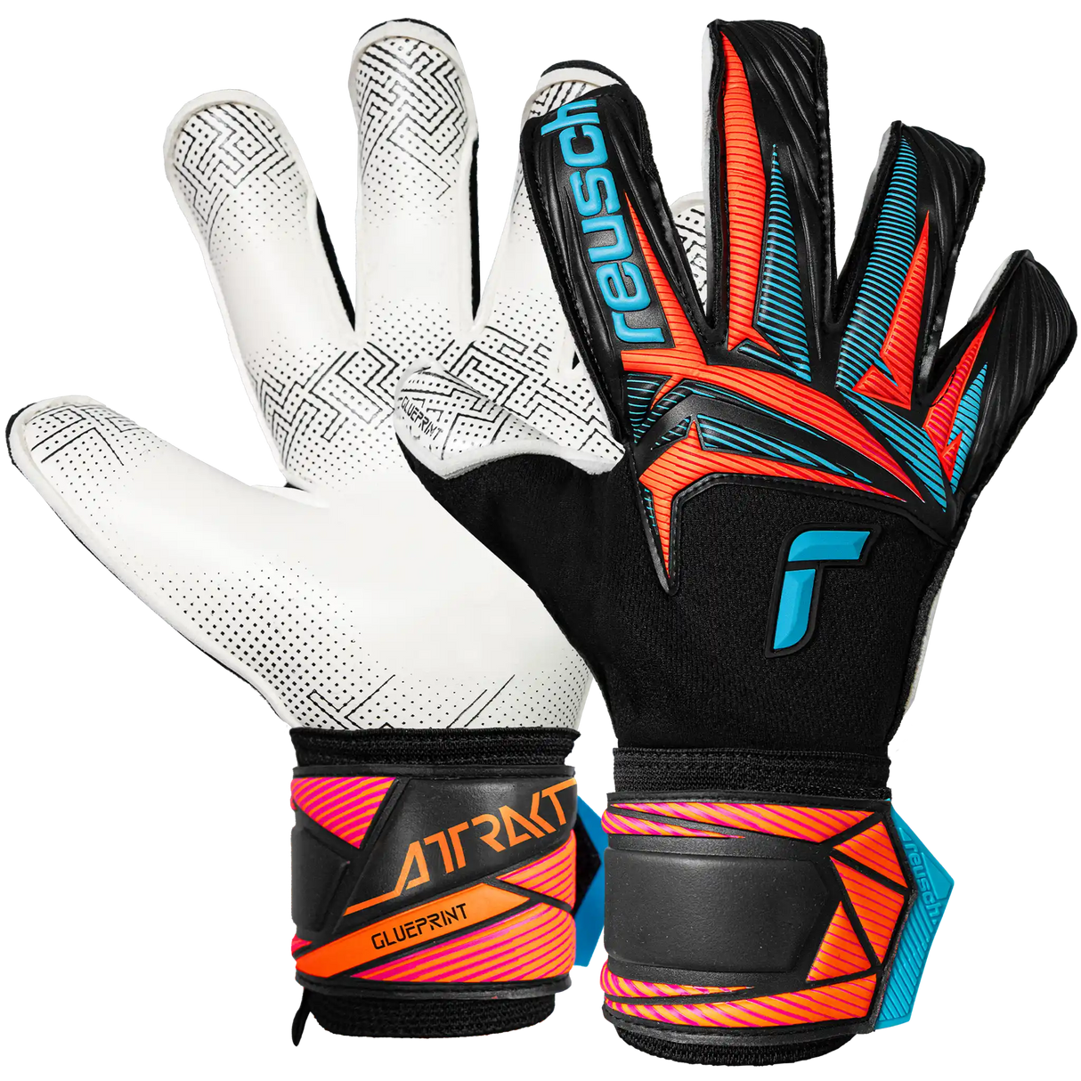 Reusch Attrakt Advance Evolution Glueprint gants de gardien - Black / Aqua Blue / Shocking Orange