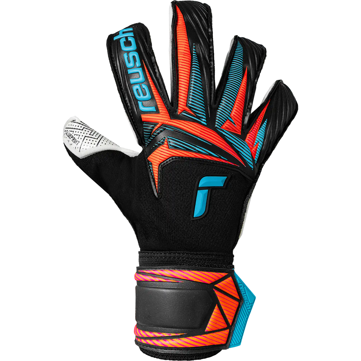 Reusch Attrakt Advance Evolution Glueprint gants de gardien - Black / Aqua Blue / Shocking Orange