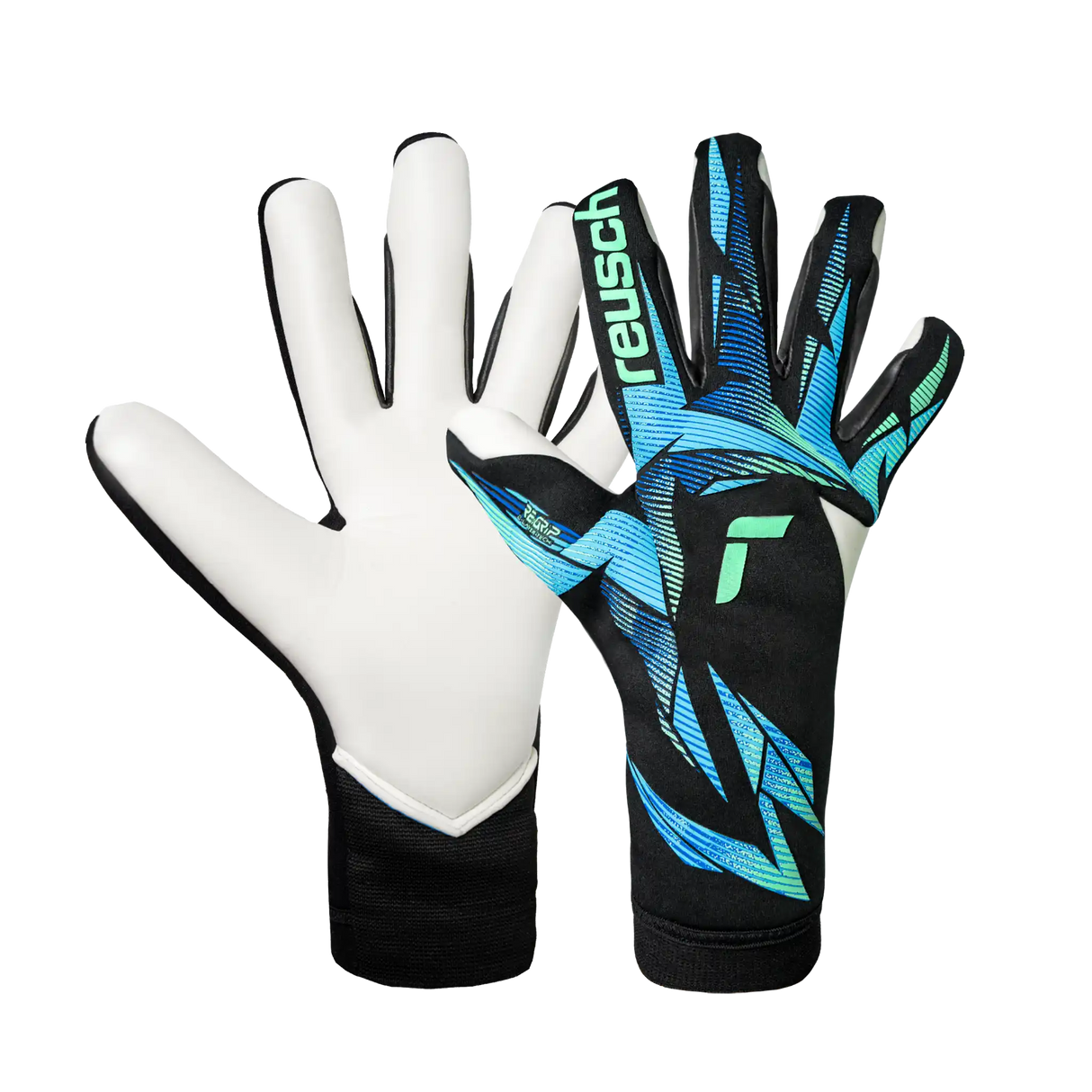 Reusch Attrakt RE:GRIP Strapless gants de gardien de soccer - Black / Ocean Light