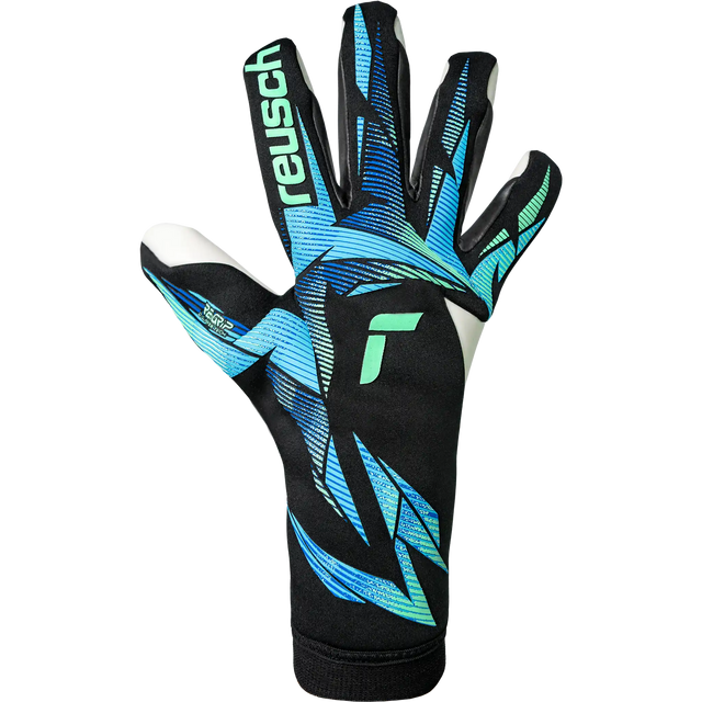 Reusch Attrakt RE:GRIP Strapless gants de gardien de soccer - Black / Ocean Light