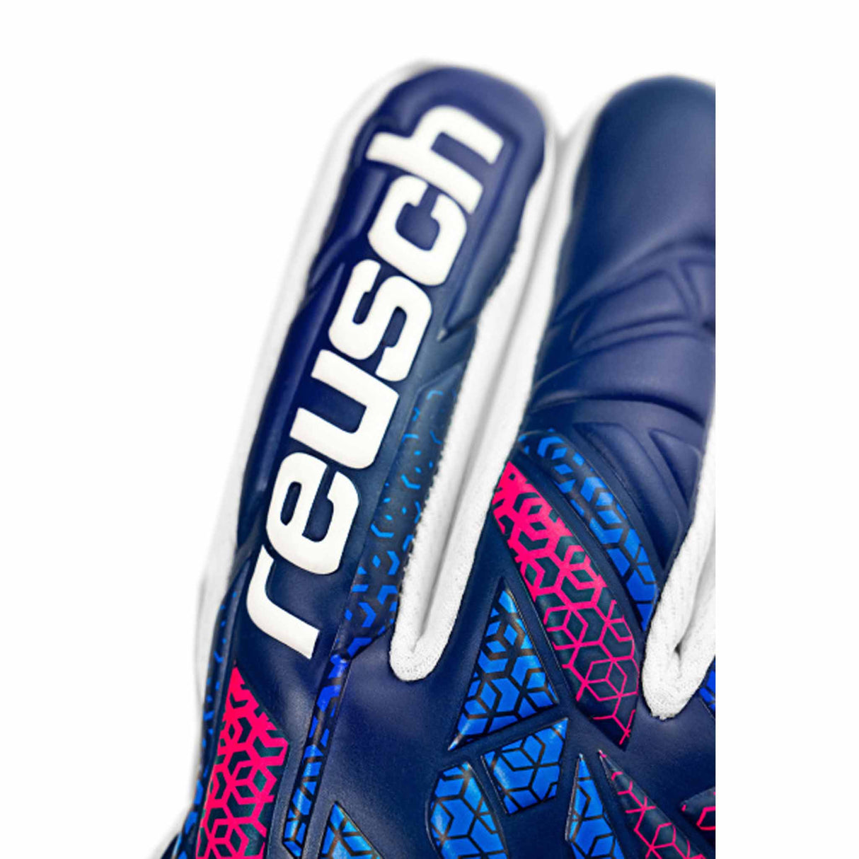Reusch Attrakt RE:Grip NC Finger Support Goalkeeper Gloves - Blue / Pink / White