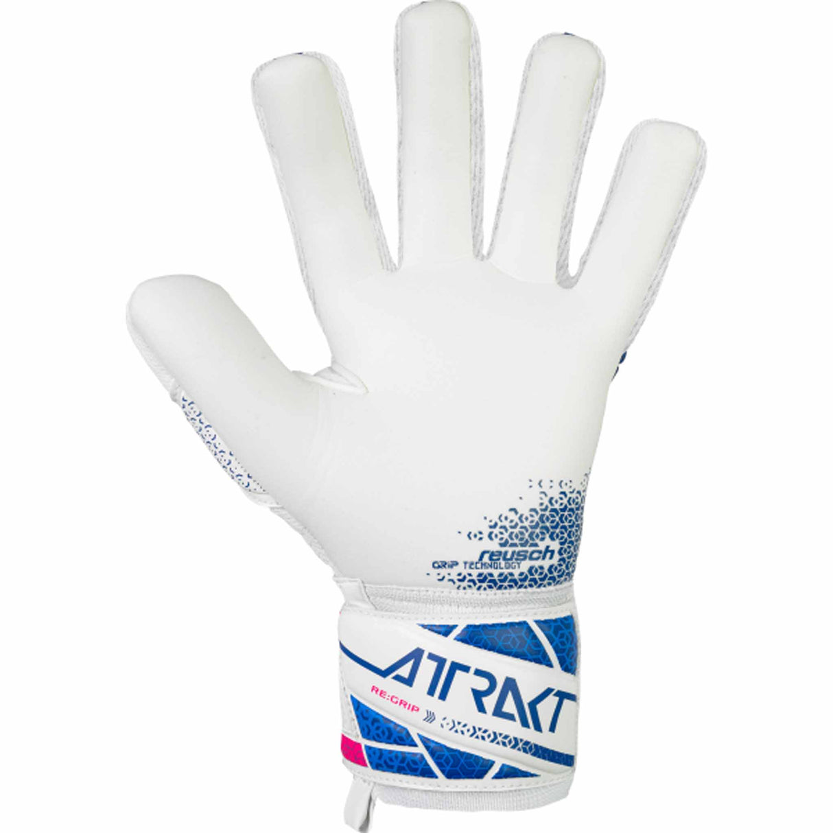 Reusch Attrakt RE:Grip NC Finger Support Goalkeeper Gloves - Blue / Pink / White