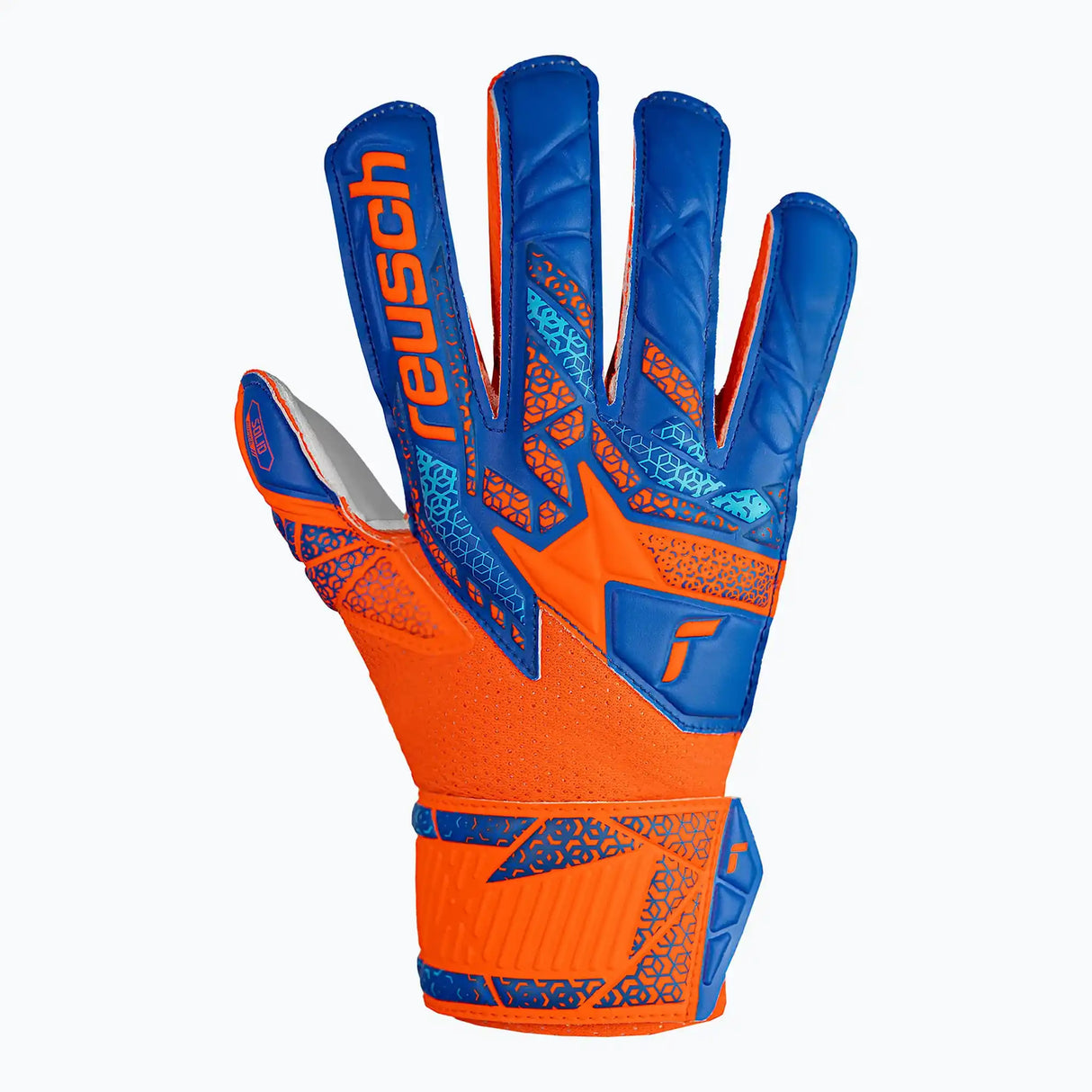 Reusch Attrakt Solid Finger Support junior gants de gardien de soccer - Shocking Orange / Blue