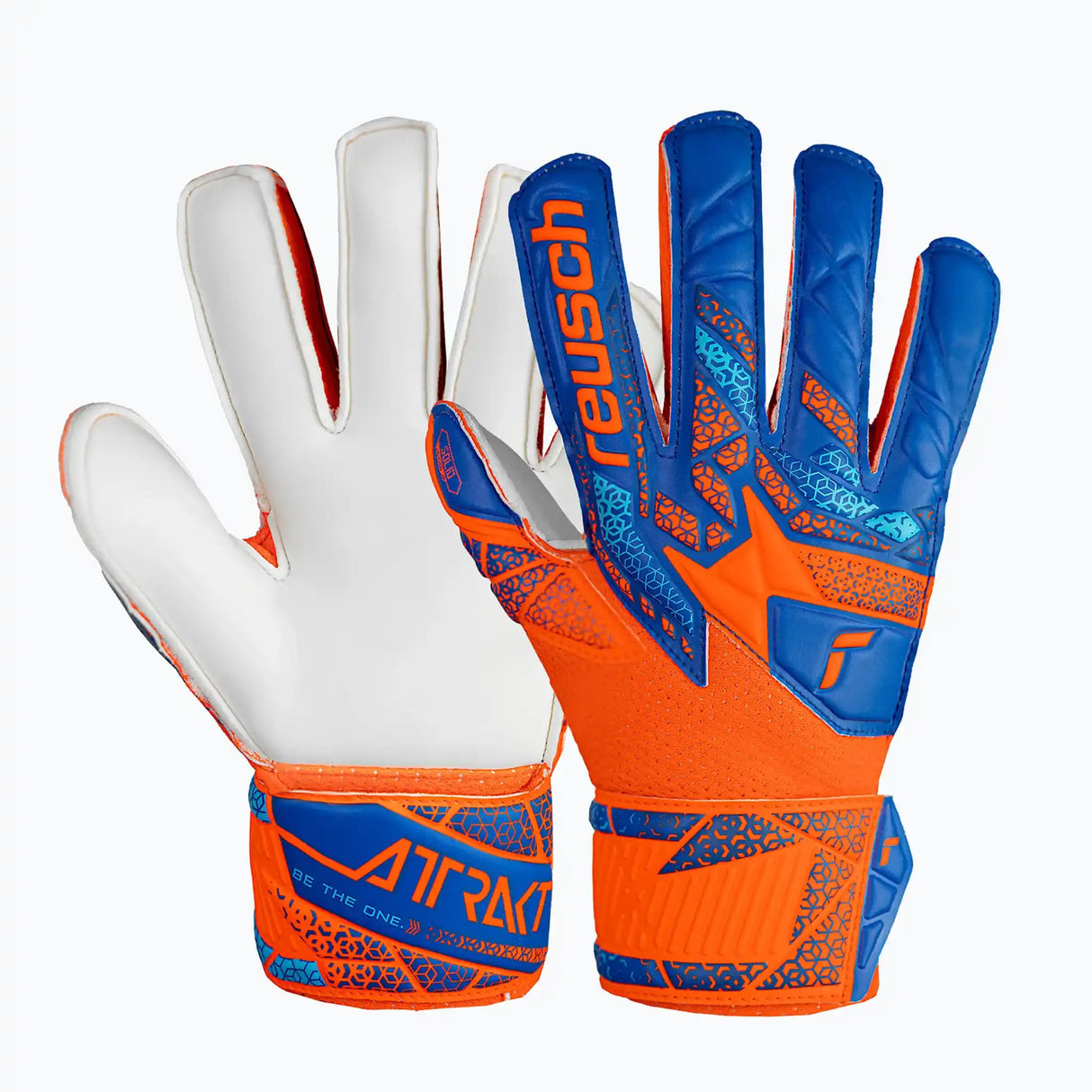 Reusch Attrakt Solid Finger Support junior gants de gardien de soccer - Shocking Orange / Blue
