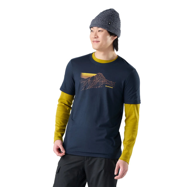 Smartwool Alpine Trace graphic t-shirt for men - Deep Navy, front view