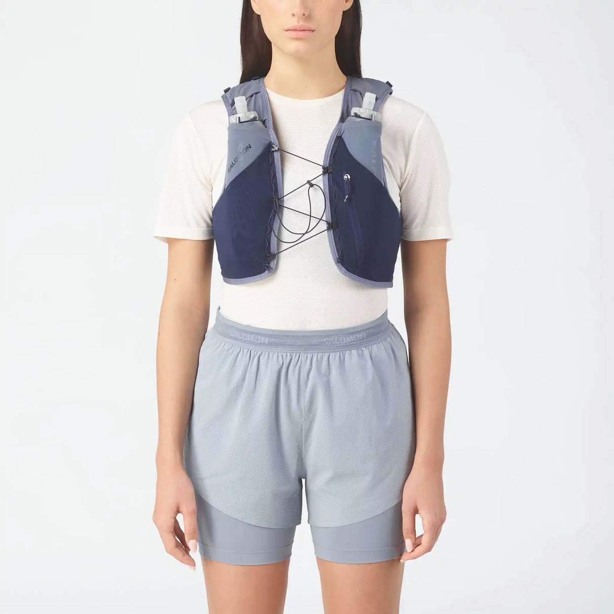 Salomon Salomon ADV Skin 5 Gradient veste d'hydratation de course à pied - Maritime Blue / Grisaille / Sunny Lime