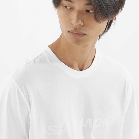 Salomon Big Logo T-shirt sport pour homme col - Blanc
