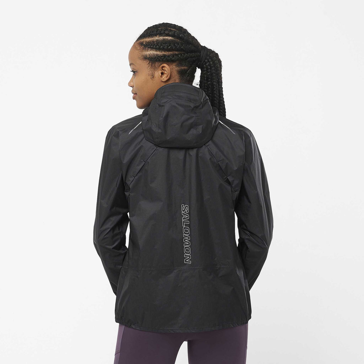 Salomon Bonatti WP manteau imperméable de course à pied pour femme dos - Deep Black