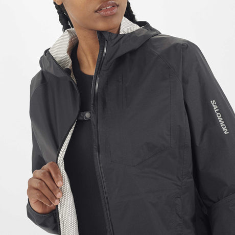 Salomon Bonatti WP manteau imperméable de course à pied pour femme details - Deep Black