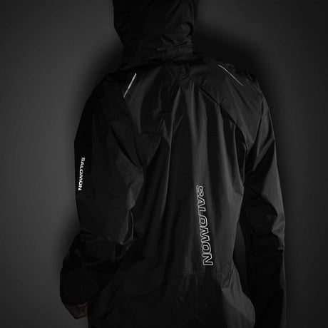 Salomon Bonatti WP manteau imperméable de course à pied pour femme logos réfléchissants - Deep Black