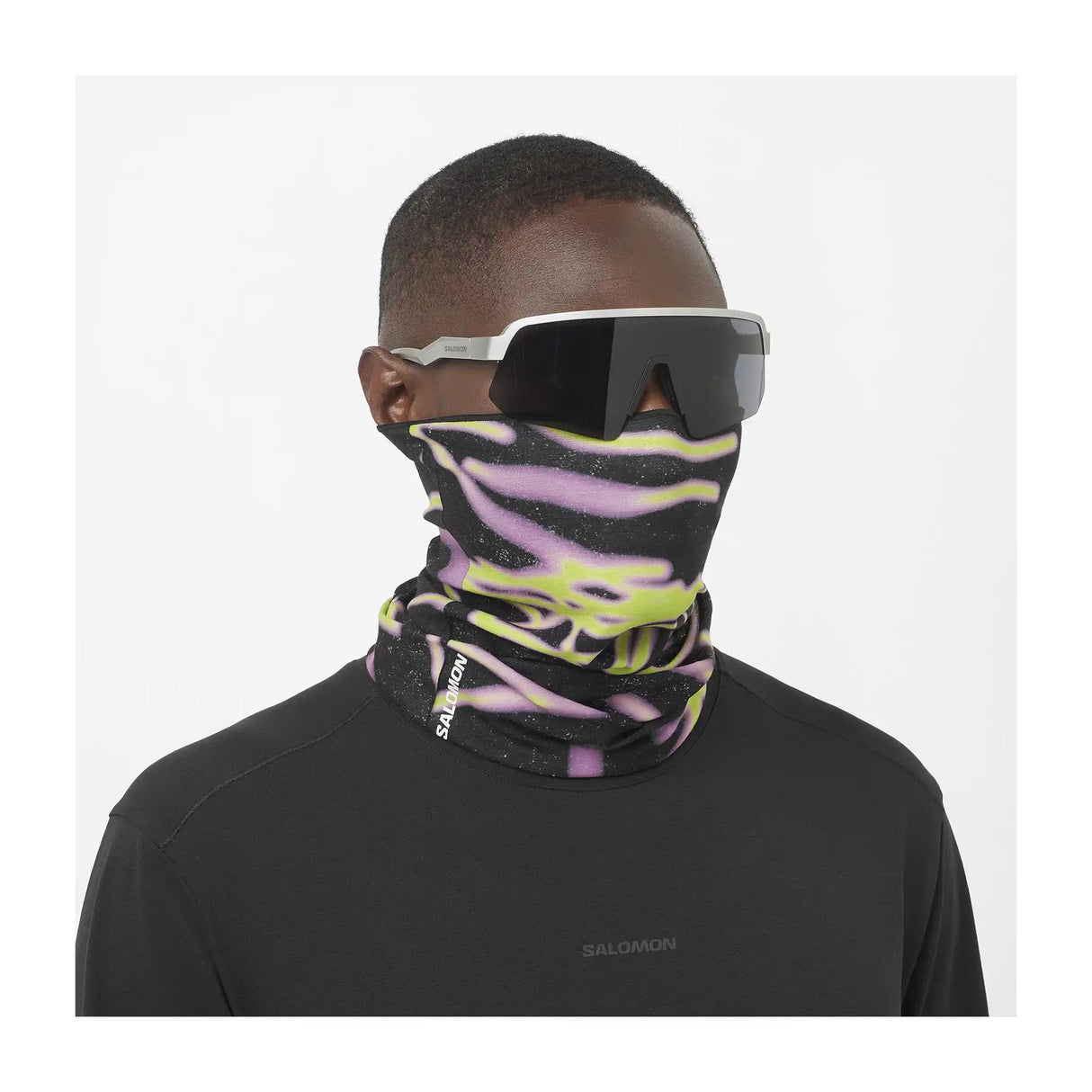 Salomon GRVEL cache-cou unisexe - Deep Black / Iris Orchid / Acid Lime