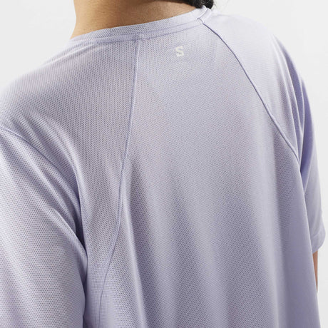 Salomon SHAKEout Core T-shirt de course à pied pour femme détails - Cosmic Sky