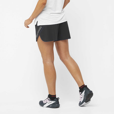 Salomon Sense Aero short de course à pied 5 po pour femme dos - Deep Black / Periscope