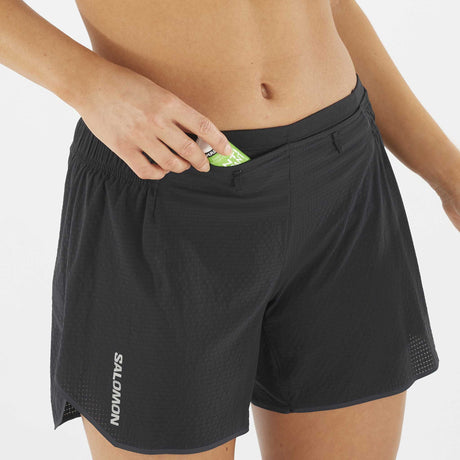 Salomon Sense Aero short de course à pied 5 po pour femme pochette interne - Deep Black / Periscope