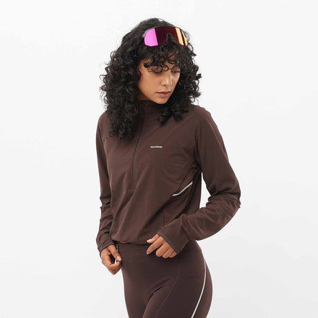 Salomon Sense Aero Hybrid Half-Zip Midlayer for Women - Coffee Bean