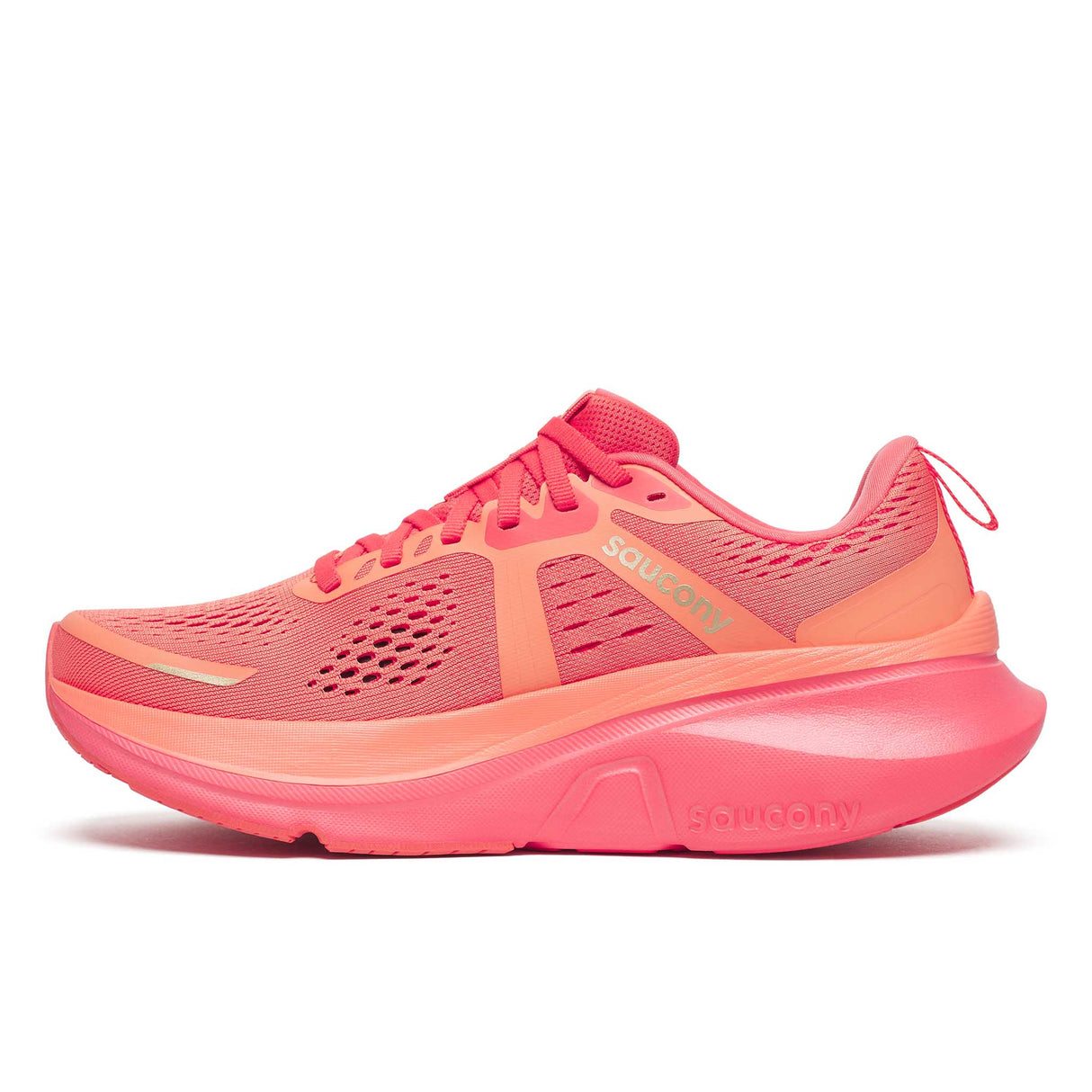Souliers de course Saucony Guide 18 femme lateral - Salmon / Coral