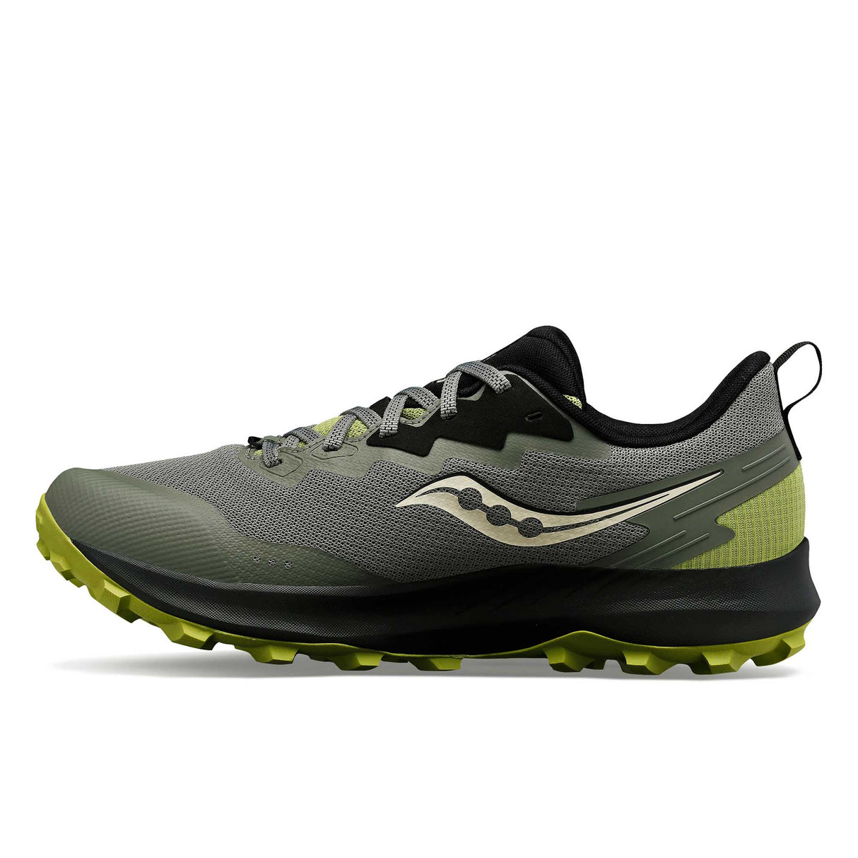 Saucony Peregrine 14 GTX souliers de course sur sentier homme lateral - Bough / Olive