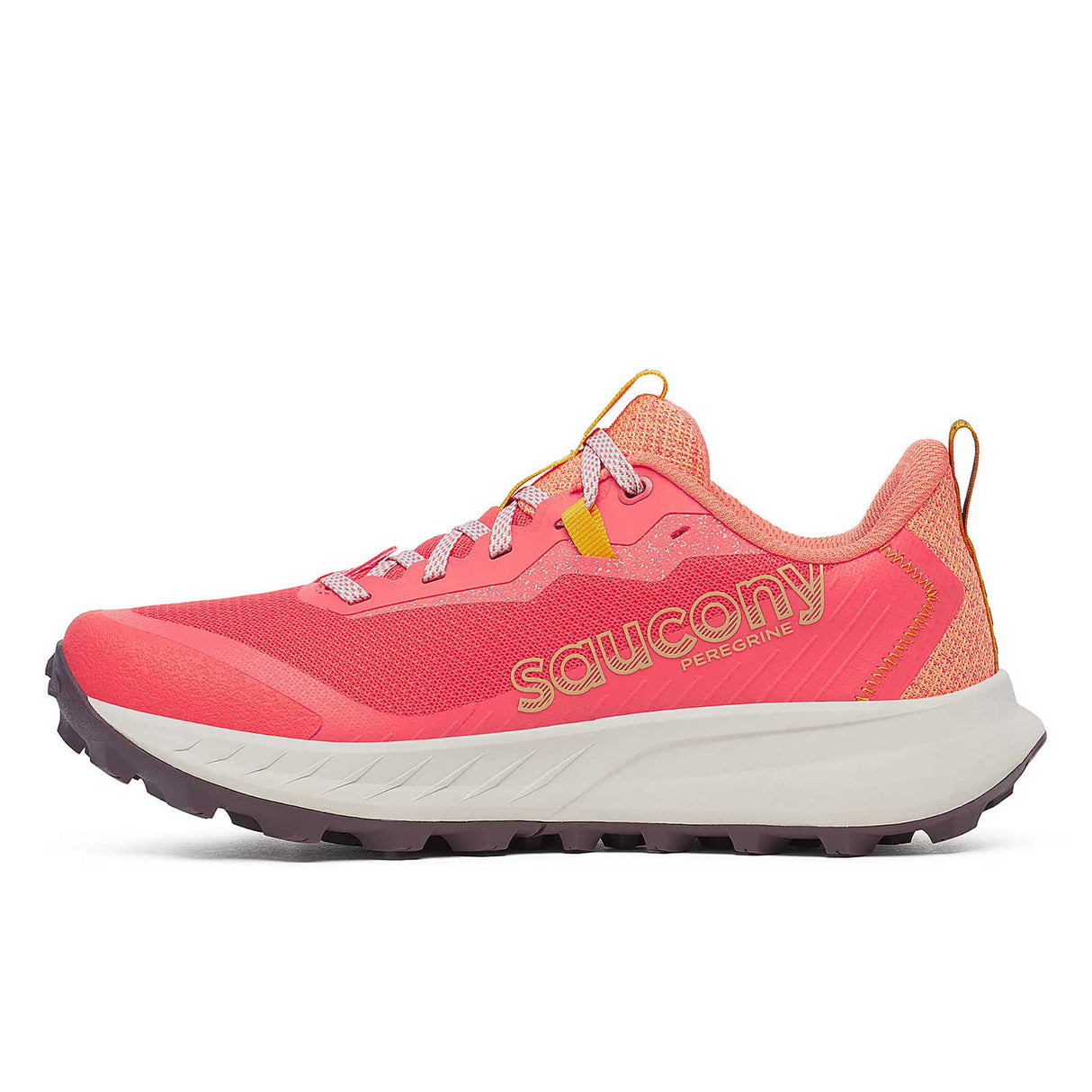 Saucony Peregrine 15 Women's Trail Running Shoes side - Coral / Salmon
