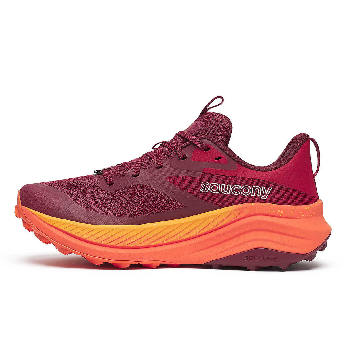 Saucony Xodus Ultra 3 souliers de course trail femme lateral- Currant / Pepper