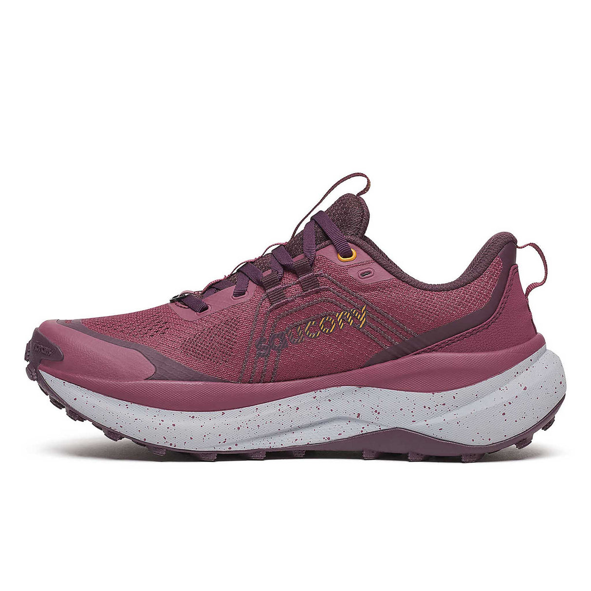 Saucony Xodus Ultra 4 souliers de course à pied trail femme lateral - Terra / Wine