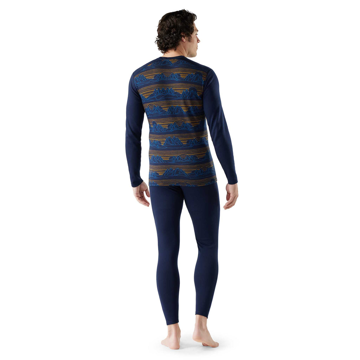Chandail de base Smartwool Classic Thermal Merino pour homme - Marine foncé sommets géo