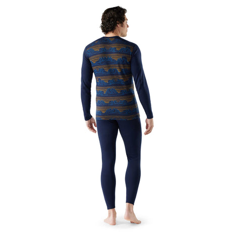 Chandail de base Smartwool Classic Thermal Merino pour homme - Marine foncé sommets géo