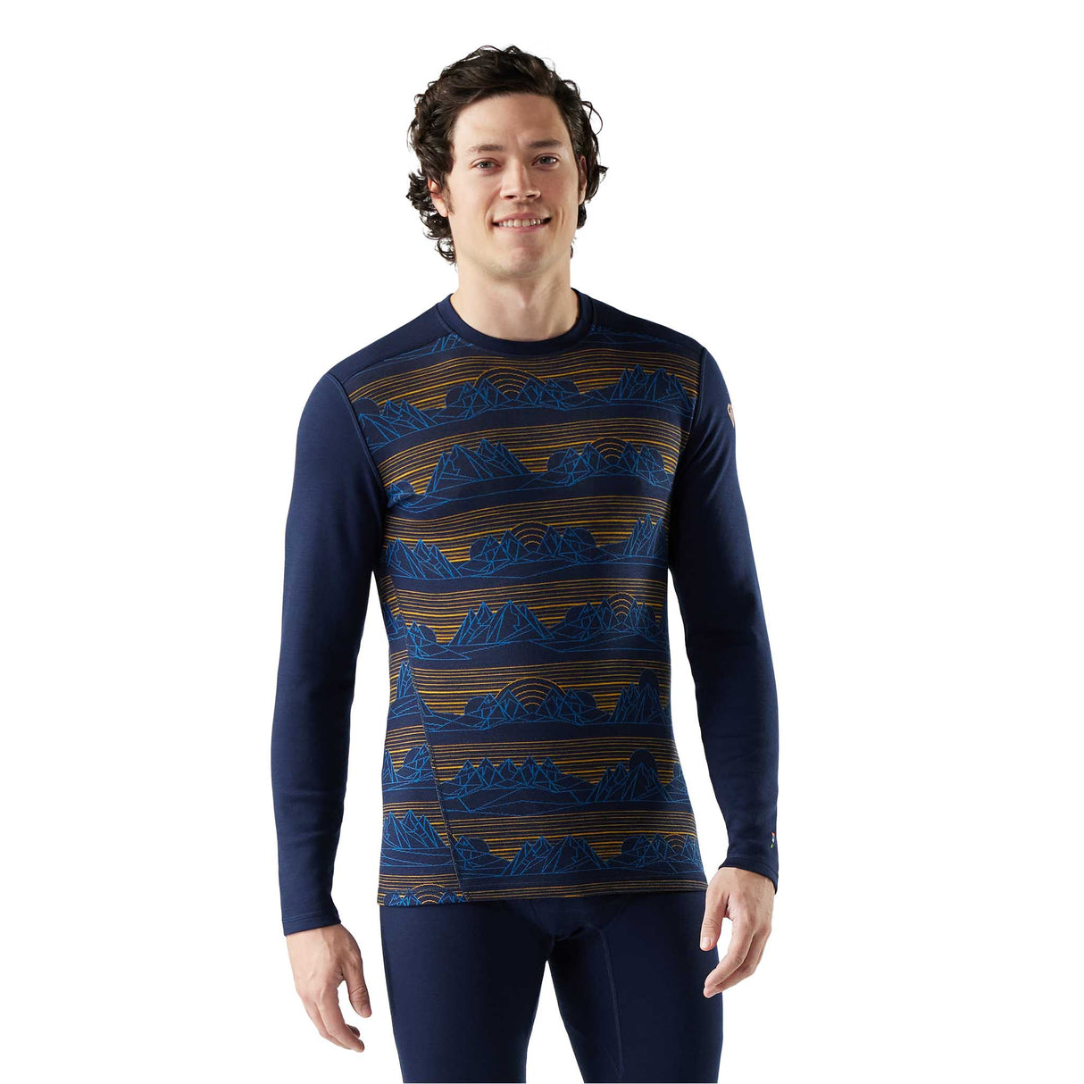 Chandail de base Smartwool Classic Thermal Merino pour homme - Marine foncé sommets géo