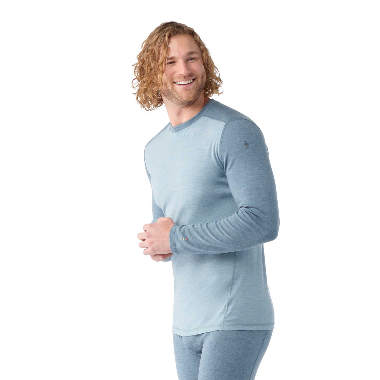 Smartwool Merino 250 Baselayer chandail col rond bleu étain plomb homme- live