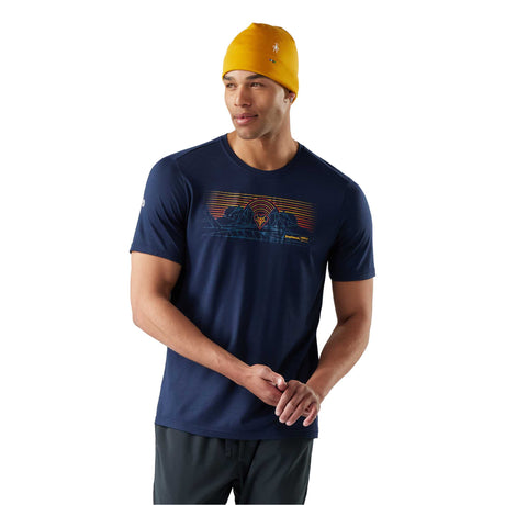 Smartwool t-shirt imprimé Mountain Sunrise Active homme - Marine foncé