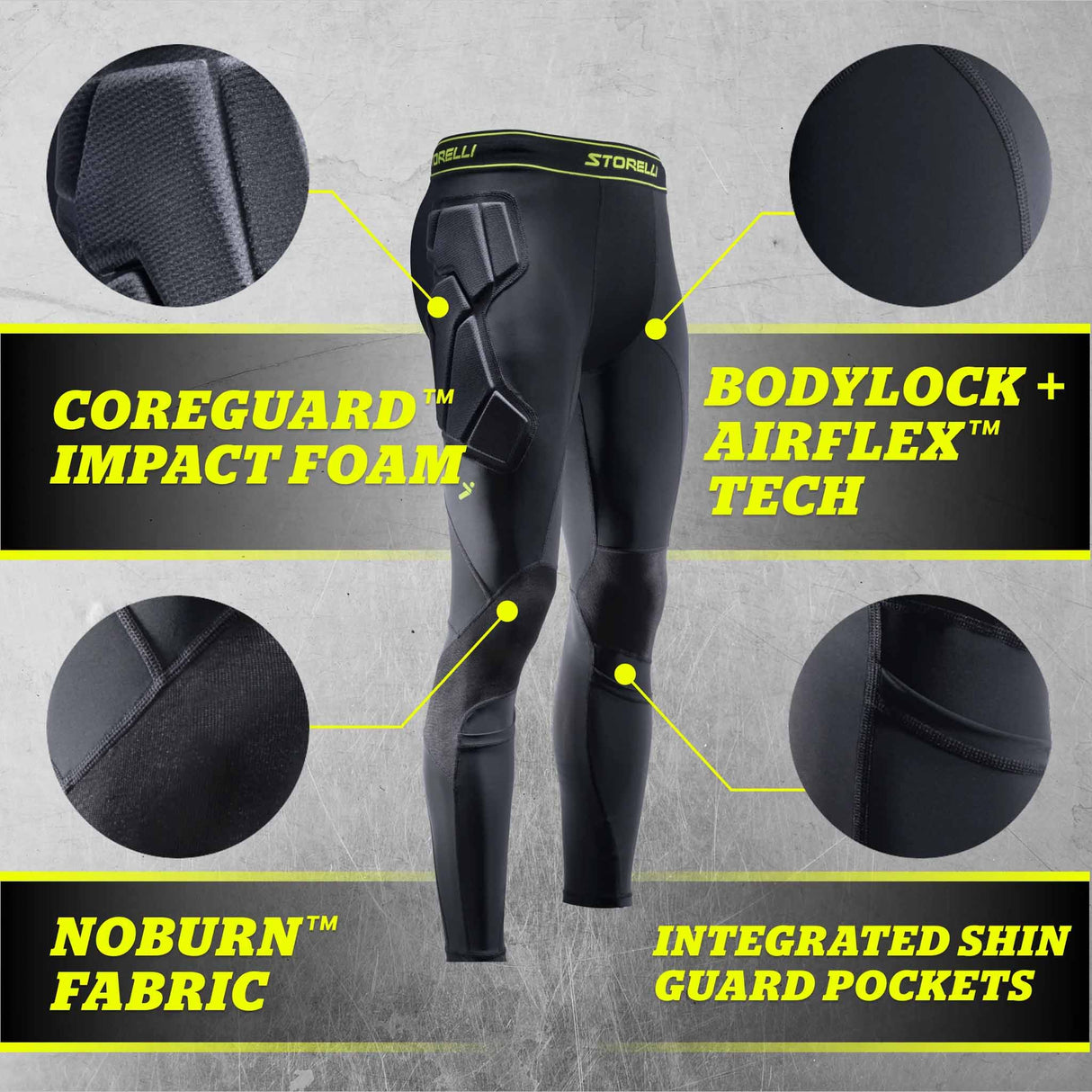 Storelli BodyShield No Burn GK Protection Leggings for Goalkeepers - Black