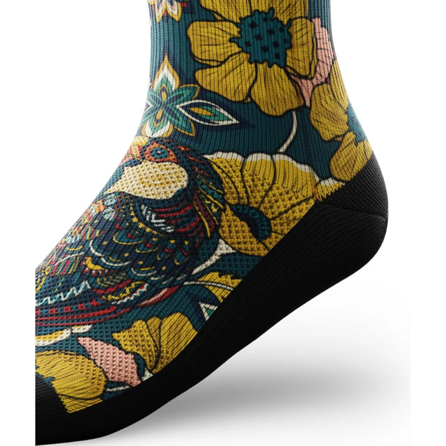 Outway Toucan Tango Crew unisex running sock - Blue / Yellow - side view