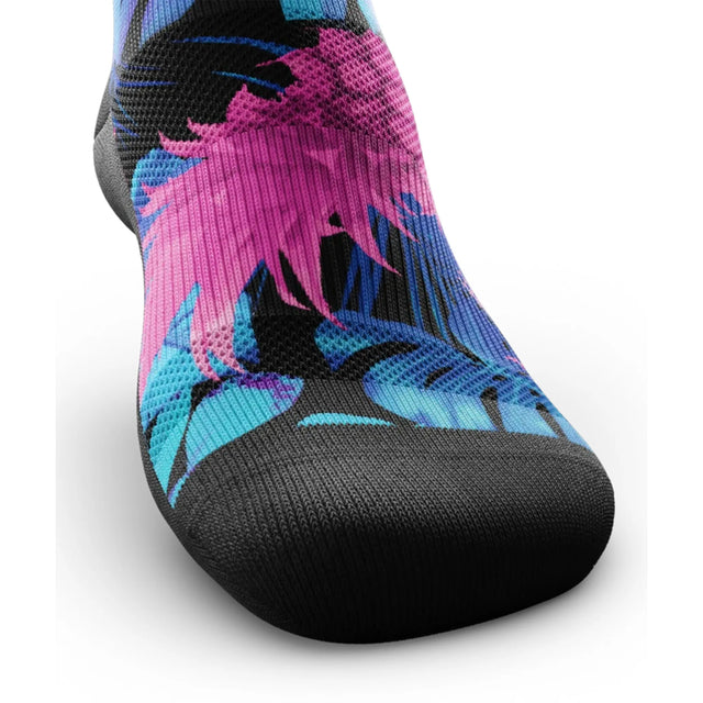 Outway Tropic Like It's Hot Crew unisex running sock - Pink / Blue - toe view