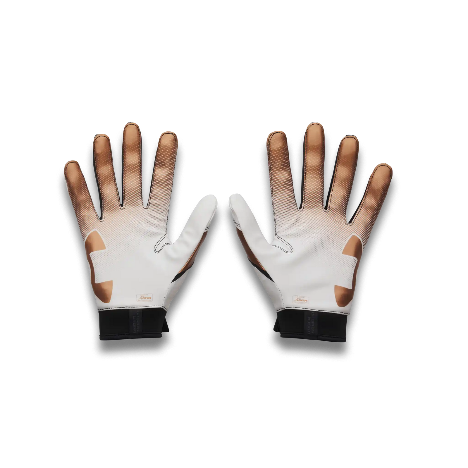 UA Blur gants de football américain pour homme - White / Black / Metallic Copper Ore