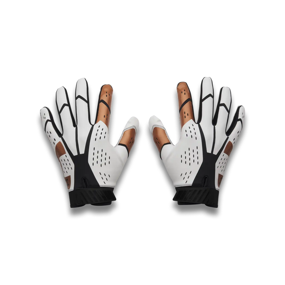 UA Blur gants de football américain pour homme - White / Black / Metallic Copper Ore