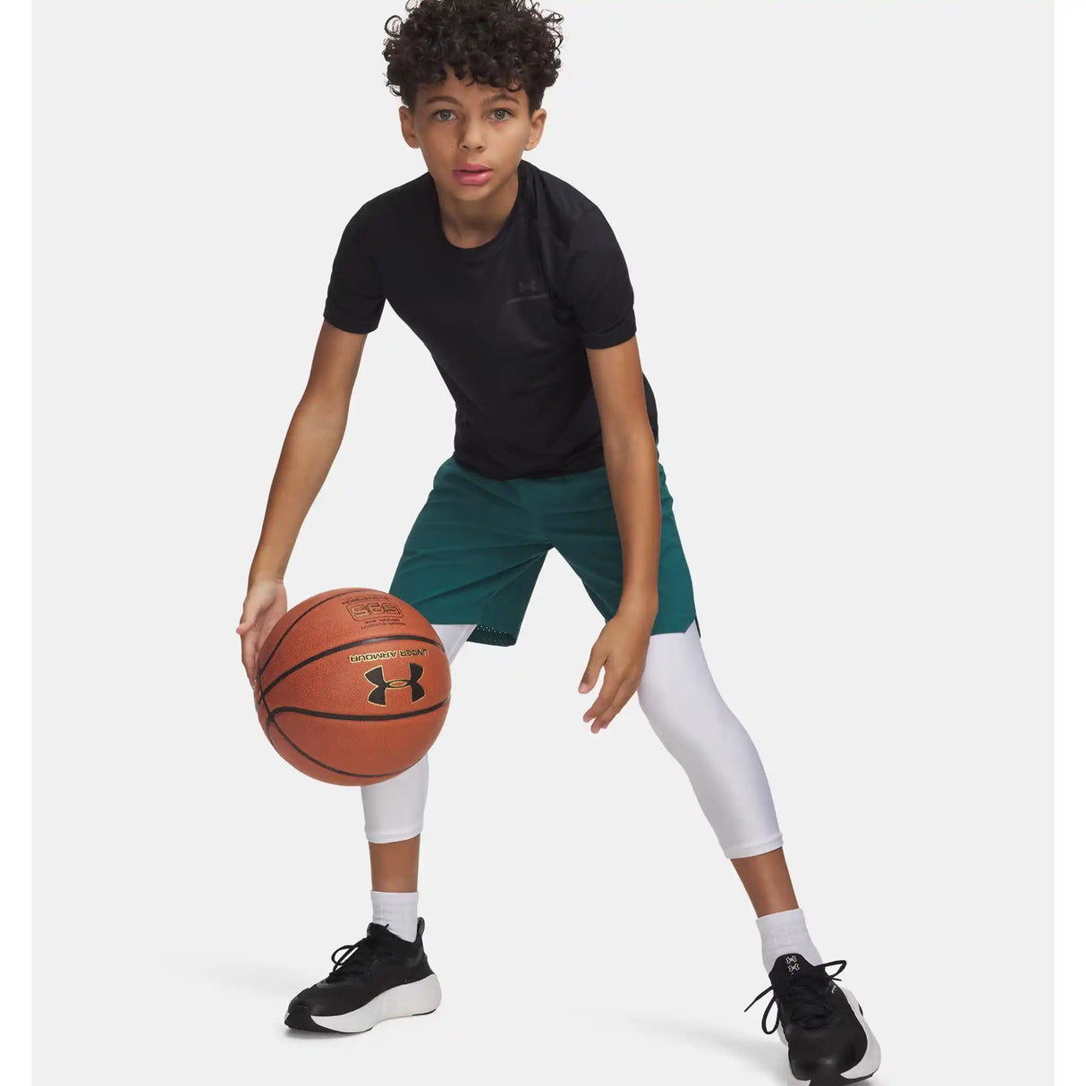 UA HeatGear Armour 3/4 leggings pour garçons - Blanc / Noir