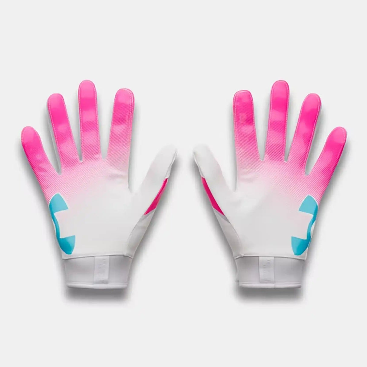 Under Armour Blur gants de football junior - White / Pink Rave / Fresco Blue