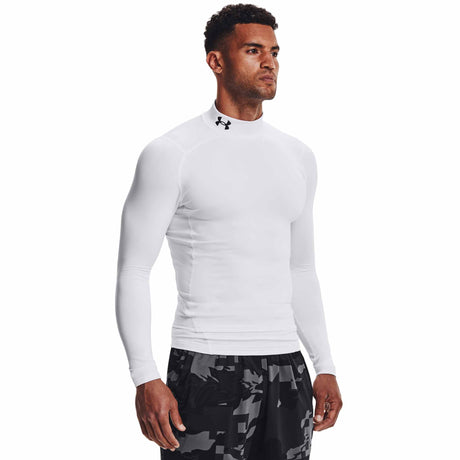 Under Armour ColdGear Compression Mock chandail à manches longues pour hommes - Blanc