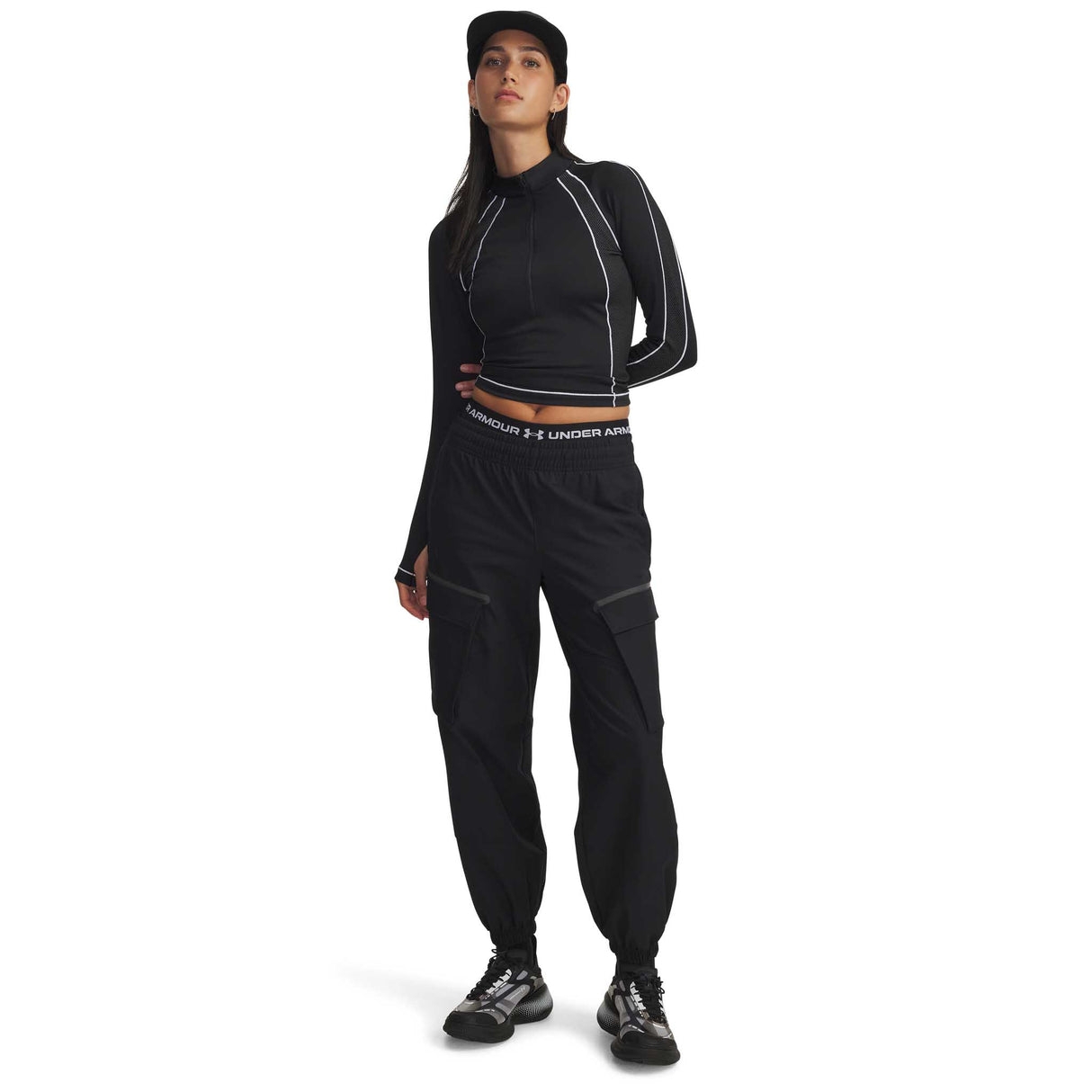 Under Armour ColdGear 1/2 Zip chandail femme - Black / White / Metallic Silver